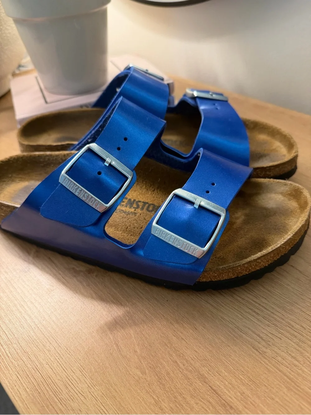 Birkenstock Metallic Blue Double Strap Sandals - Picture 4 of 10